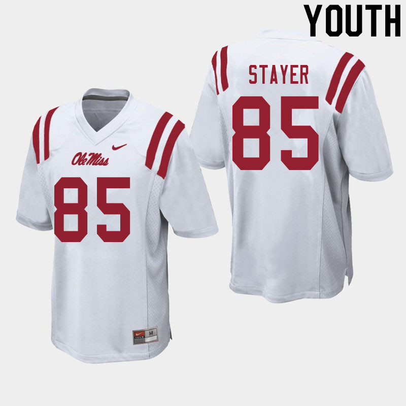 Owen Stayer Ole Miss Rebels NCAA Youth White #85 Stitched Limited College Football Jersey GMW3358JA